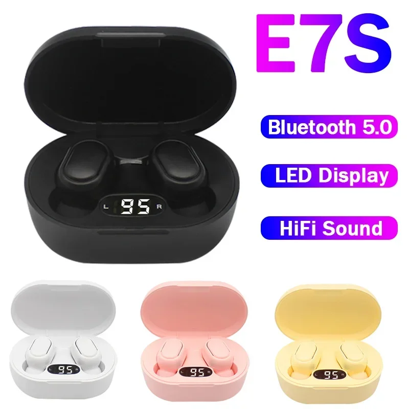 TWS E7S Bluetooth Earphones Wireless Headphones Headset with Mic HiFi Stereo Sport Noise Cancelling Mini Earbuds For Smartphones