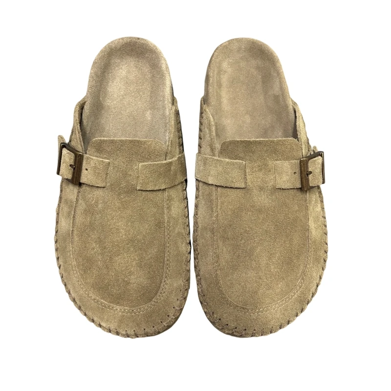 

Модные стильные замшевые элегантные и красивые шлепанцы Mu Cow, теплые домашние тапочки без шнуровки на шерстяной подкладке, противоскользящая подошваAG1804