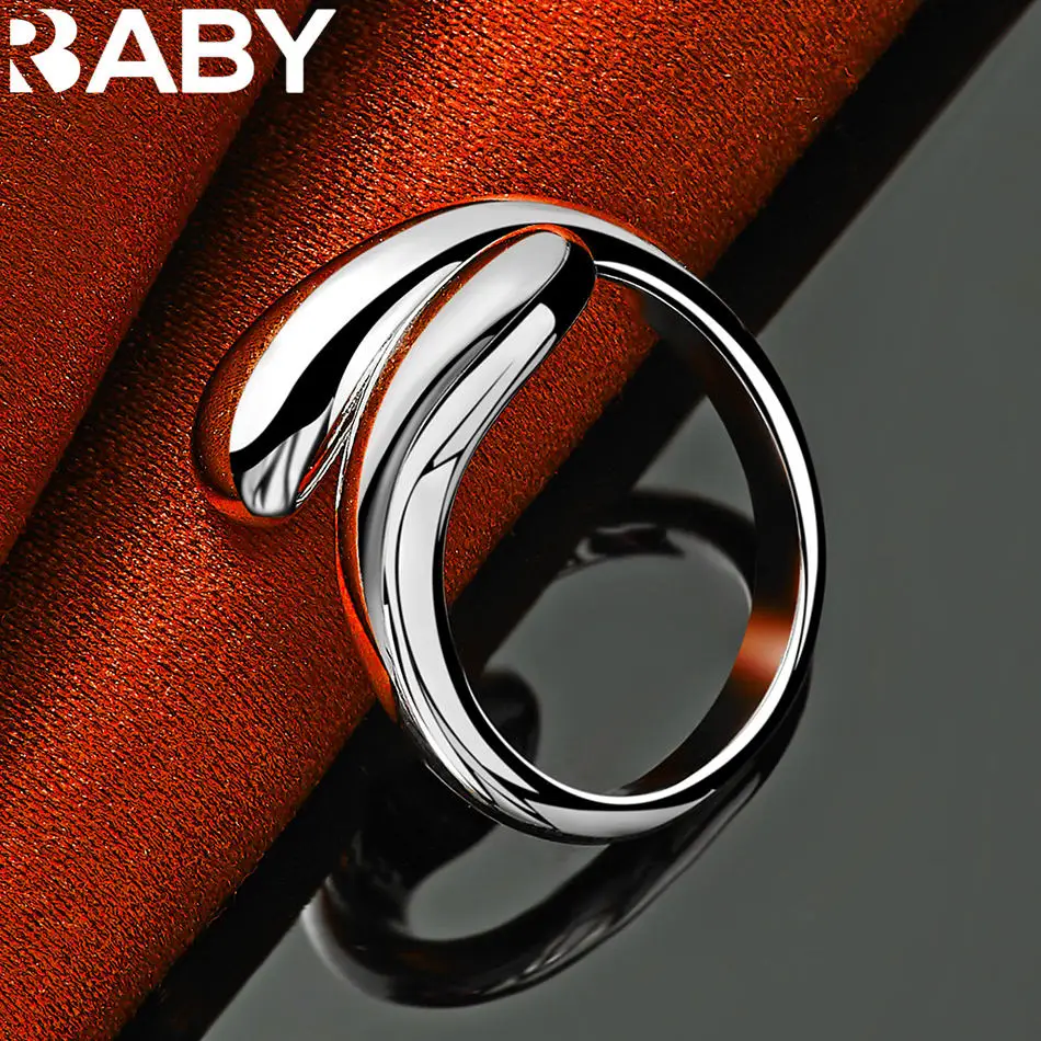 URBABY 925 Sterling Silver Geometric Open Ring For Women Men Grace Jewelry Trend Fashionable Birthday Party Gifts