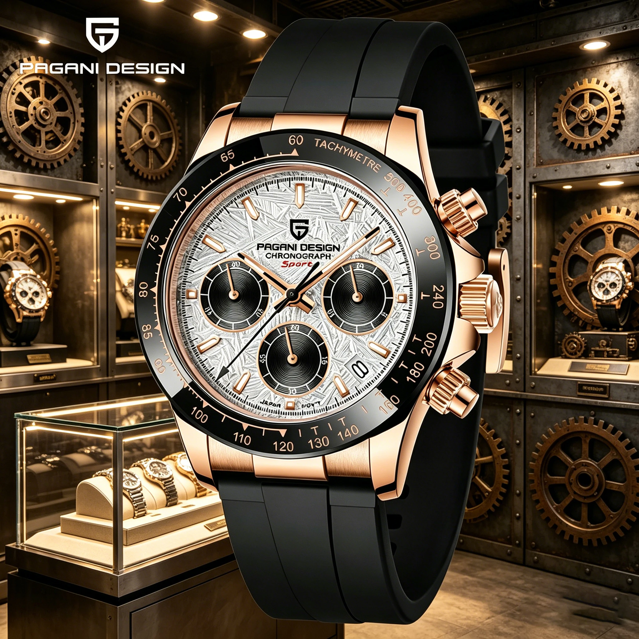 

PAGANI DESIGN Newest 40MM Men's Quartz Watches TMI VK63 Luxury Rubber Strap Sapphire Waterproof Chronograph Reloj Hombre
