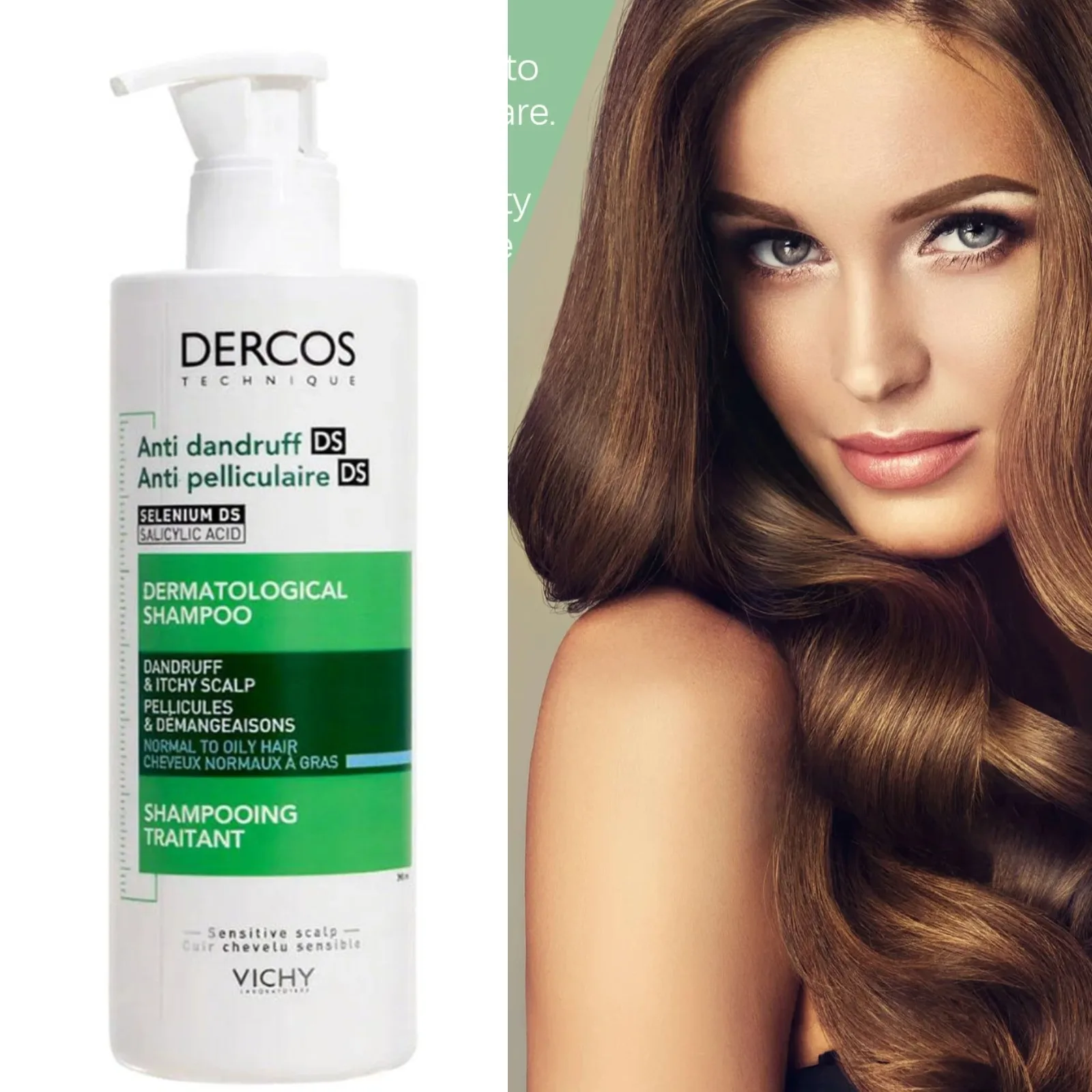 DerCOS champú anticaspa verde restaurar el cabello dañado champú para el Control de la caspa Control de la picazón champú reparador para el Control de aceite