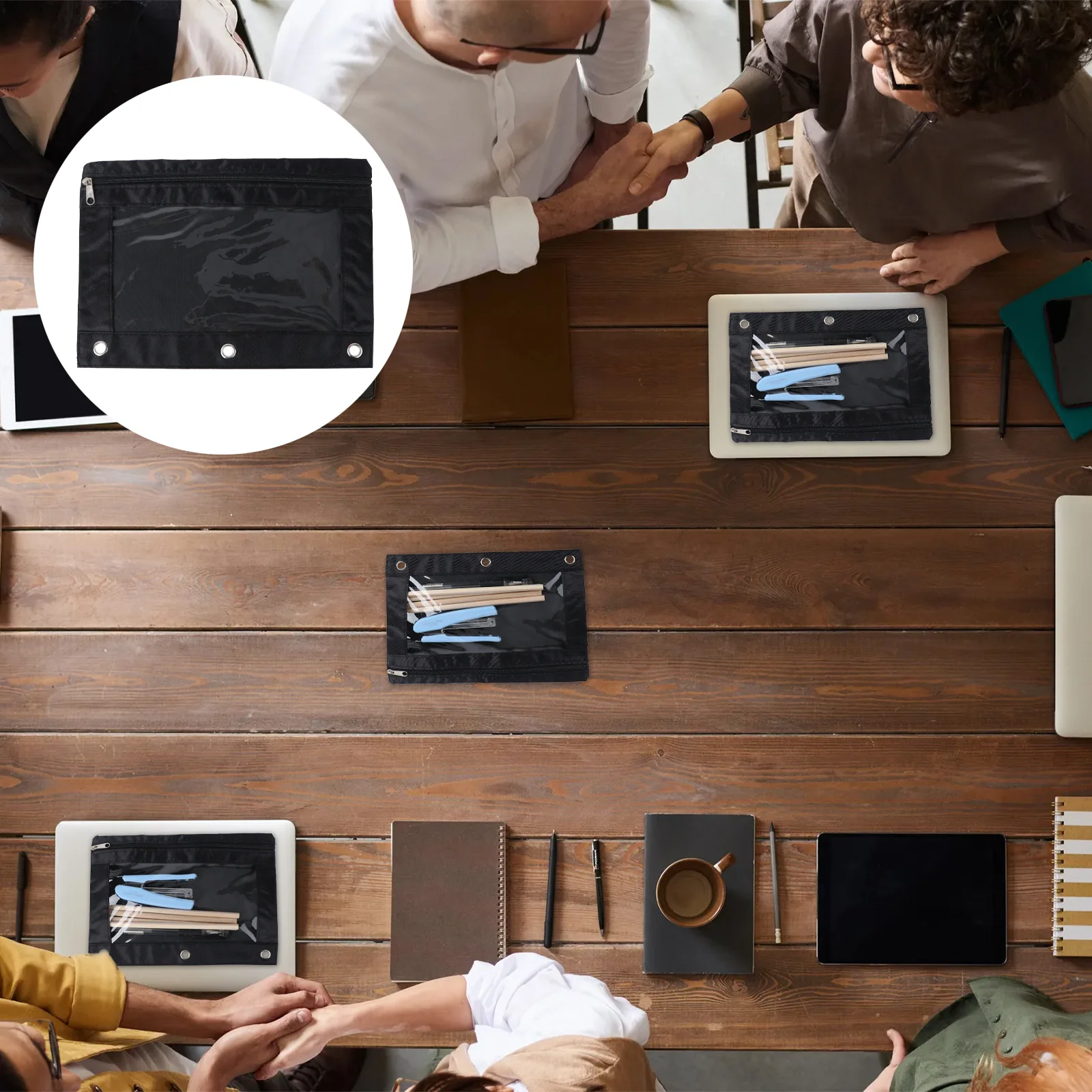 

6pcs File Bag Pen Bags Transparent Oxford Pencil Pouch For School Office Stationery Storage Lightweight Zipper Case Mesh