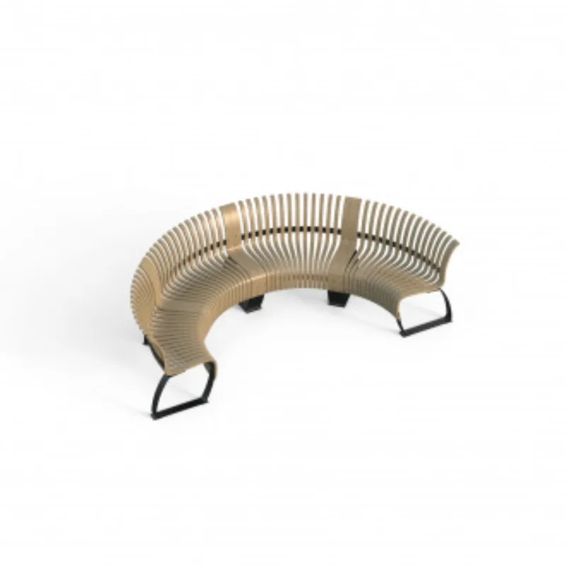 Stainless steel curved bench creative hollow public rest seat park landscape leisure bench