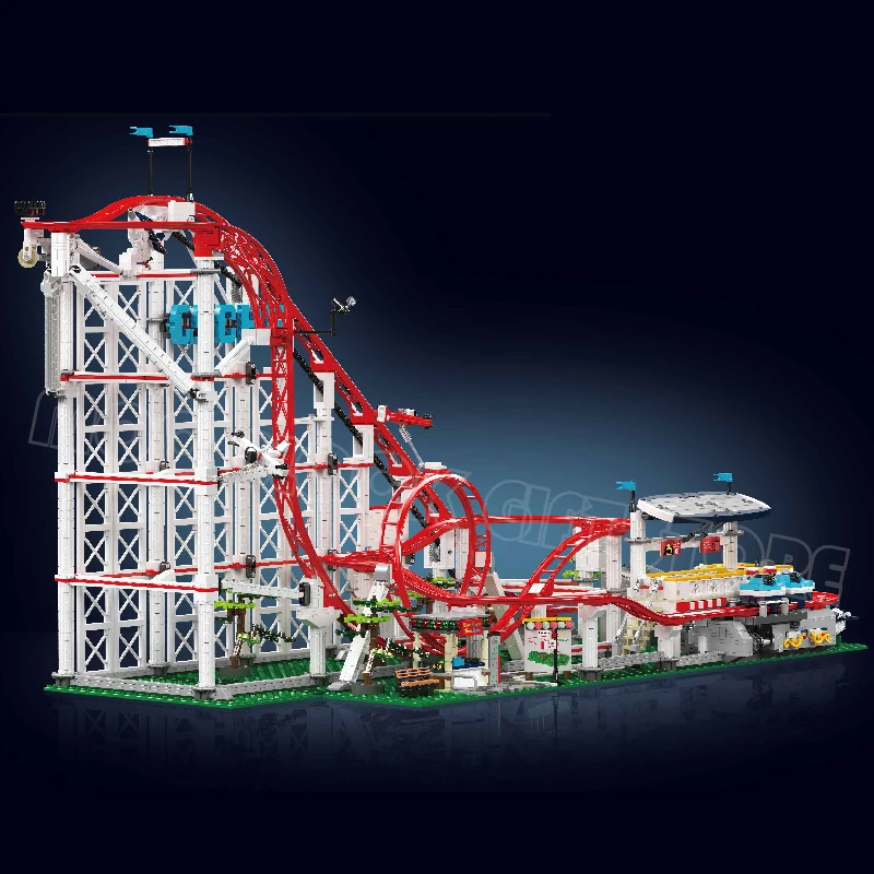 MOLD KING – montagnes russes électriques, modèle avec moteur 11014, bloc de construction de parc d'attractions en brique, jouets MOC pour enfants, cadeaux de noël