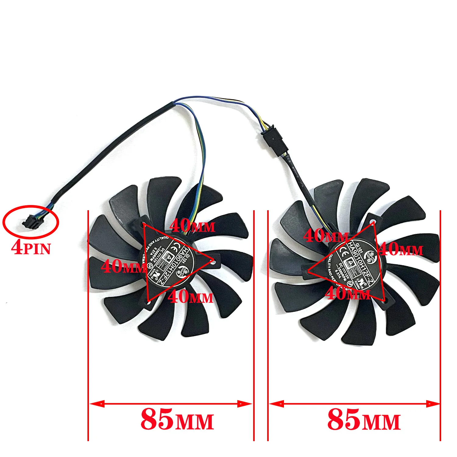 2pcs HA9010H12F-Z T129215BU 4pin 85mm RX5700XT GPU Cooler for Dylan Hengjin RX5500XT 5600XT 5700 5700XT Graphics Card Fan