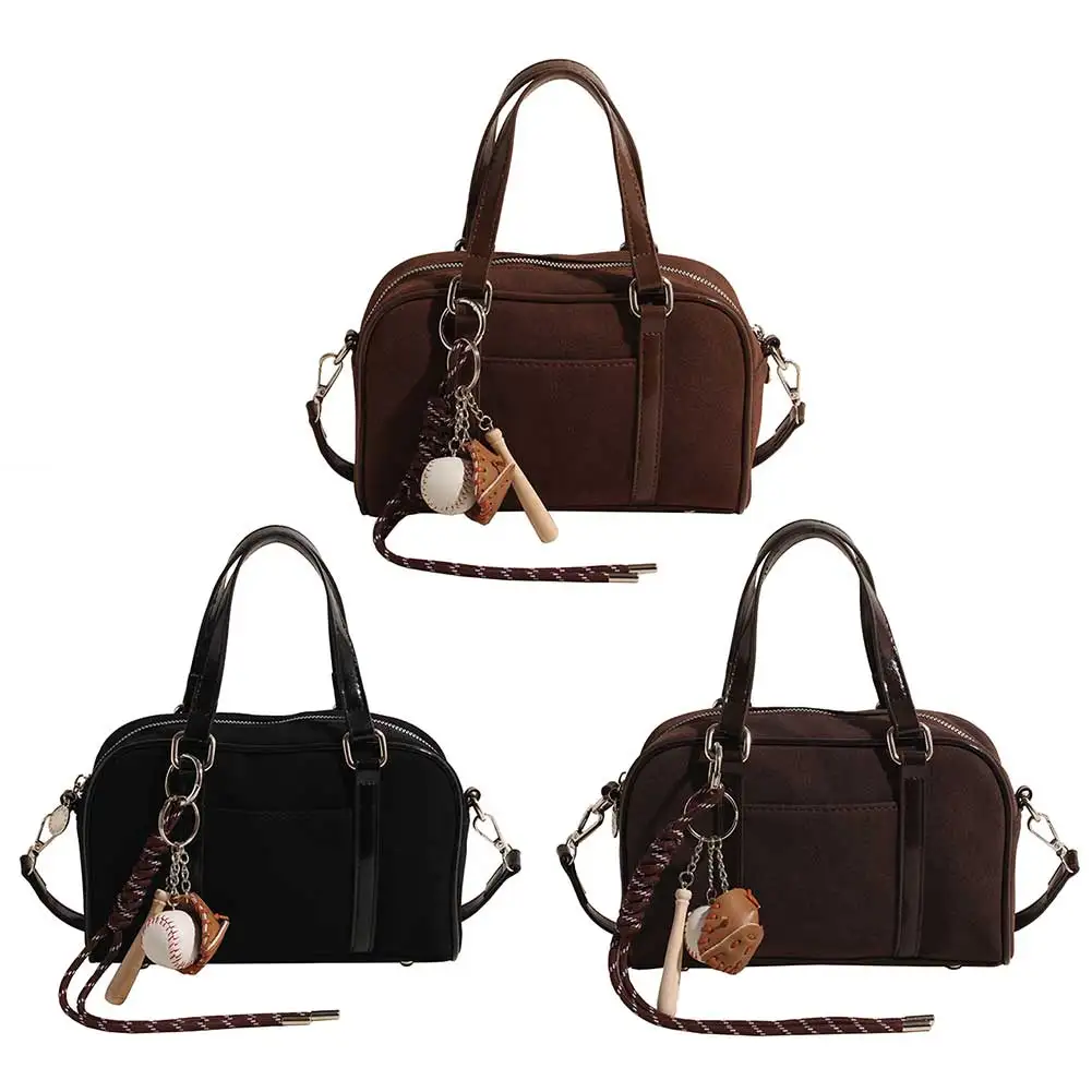 Women Suede Top-handle Bag Adjustable Strap Crossbody Purse With Interior Pocket Handbag Clutch Purse for Work Travel