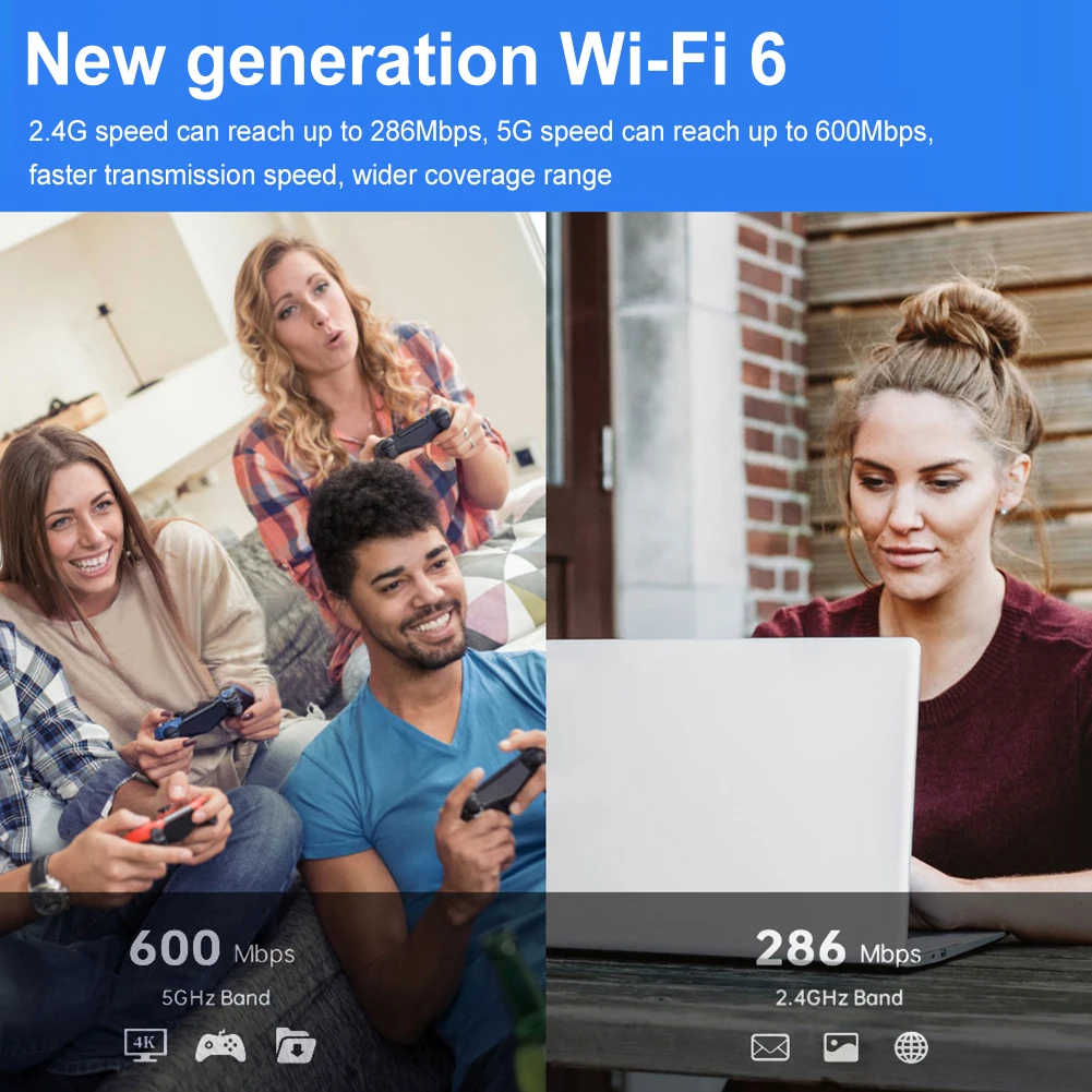 AX900 USB WiFi 6 Bluetooth 5.3 어댑터 2in1 동글 2.4G 및 5GHz USB WiFi 네트워크 무선 Wlan 수신기 (PC/노트북 드라이버 용) 무료
