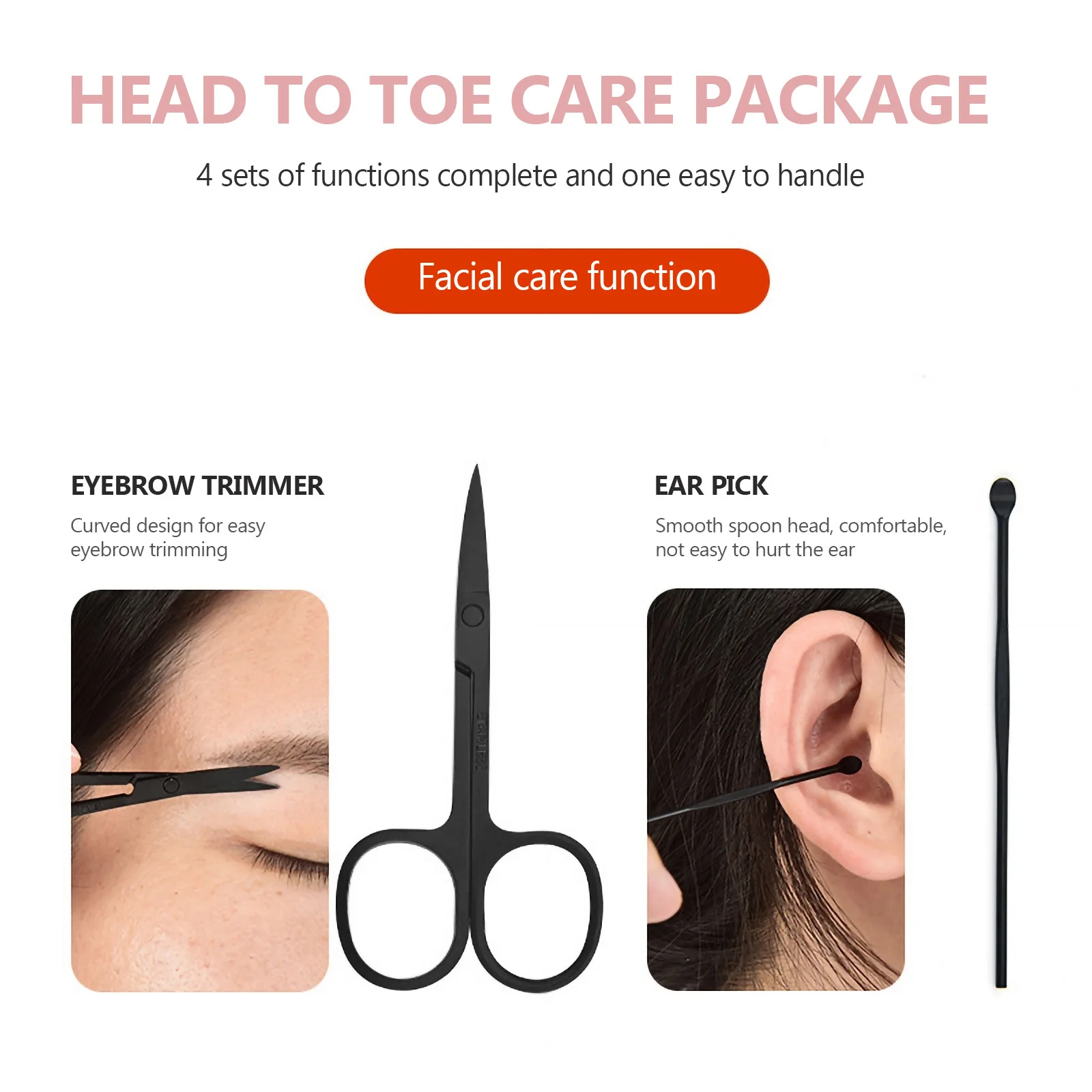 Juego de cortaúñas de 8 Uds., agarre antideslizante de acero al carbono, cortaúñas precisas para uñas de los pies, herramientas de manicura y pedicura, Kit de viaje para el hogar