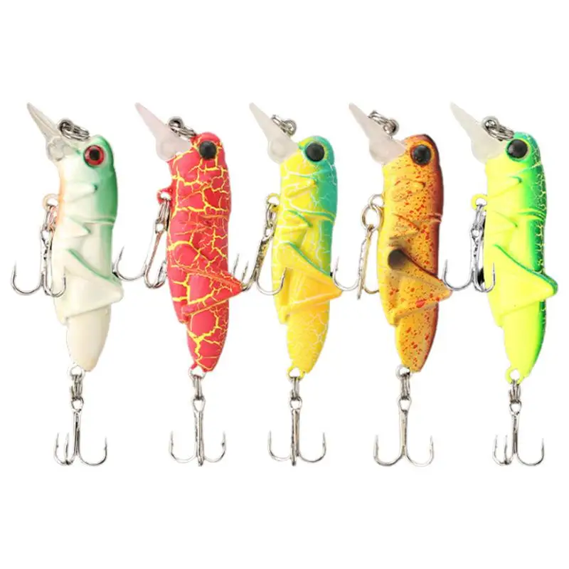 Fish Lures For Bass 5pcs Grasshopper Trout Bass Perch Fishing Lures With Storage Box Swim Bait Artificial Bass Lure Baits