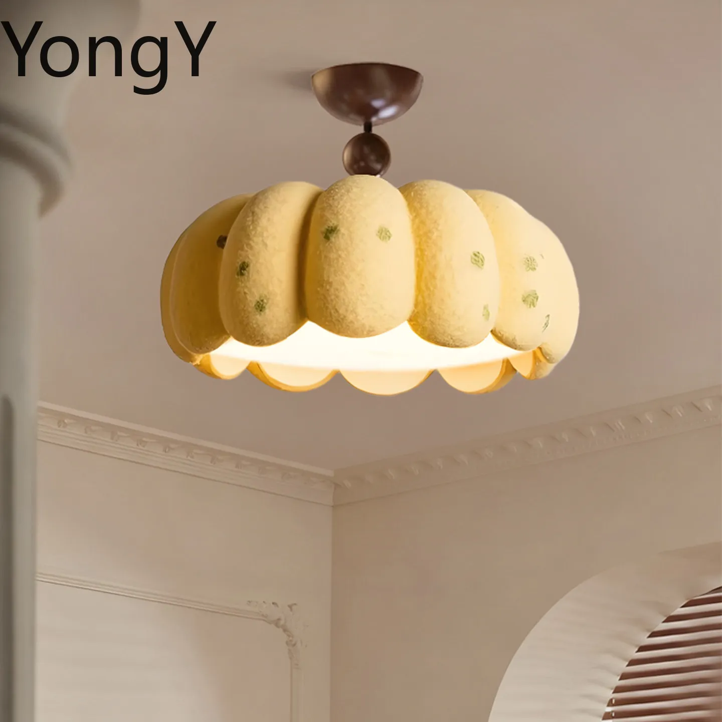 French cream wind bedroom chandelier ceiling light eye protection room light warm