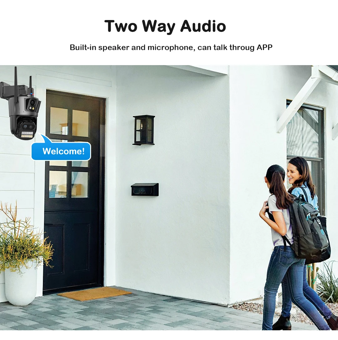 Hongnaer 16MP 8K ICSee 8X Zoom أربعة عدسات للرؤية الليلية الذكية اللاسلكية CCTV PTZ IP المنزل في الهواء الطلق كاميرا أمان WiFi