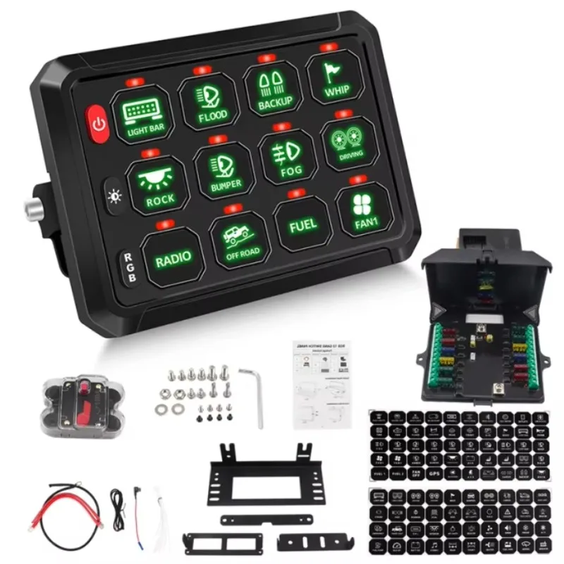

Hot Sale APP Control Multifunction 12V 24V LED On-Off RGB 12 Gang App Switch Panel for Car Jeep ATV/UTV