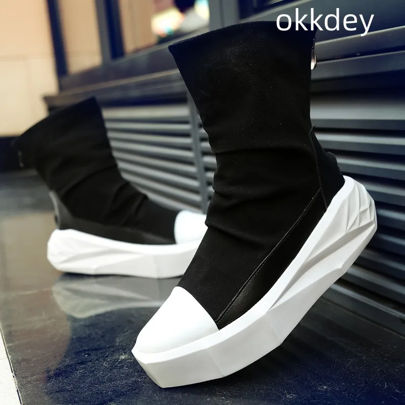 High Top Boots for Men Casual Outdoor Wear-Resistant Breathable Fashion Trendy All-match Round Toe Shoes Spring Autumn Main