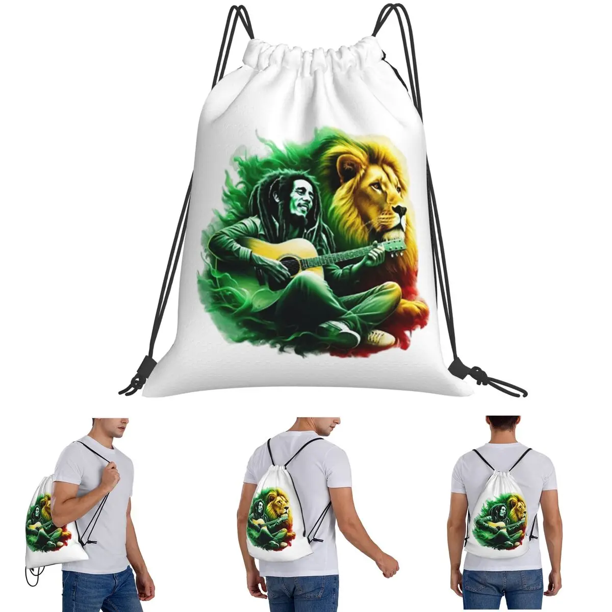 Bob Marley One Love Backpacks Fashion Drawstring Bags Sundries Bag Book Bags for Travel School