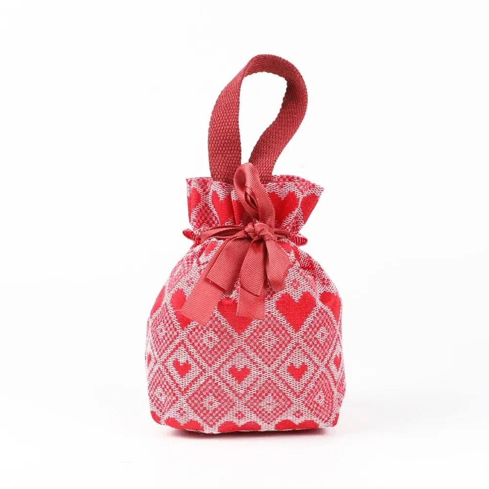 Bolsa de azúcar de gran capacidad para boda, bolsa de azúcar festiva con asa de estilo coreano, Cubo de lona con cordón de corazón de amor para exteriores