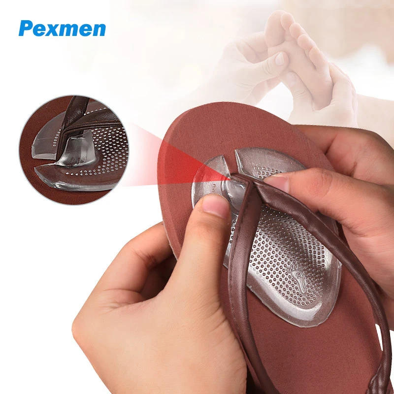 

Pexmen 2Pcs/Pair Gel Cushions for Flip Flop Thong Sandals Forefoot Pads Relief Pain & Rub Self Adhesive Ball of Forefoot inserts