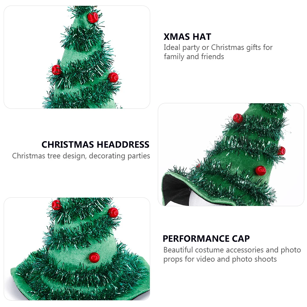 

2Pcs ChristmasTreeHats XmasHeaddress Tree shape SantaPerformance PhotoProps VideoShoots Comfortable