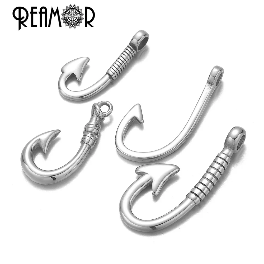 

REAMOR 2pc 316L Stainless Steel Fish Hook Leather Bracelet Connectors Clasps Charms Fit Necklace Pendant DIY Jewelry Accessories