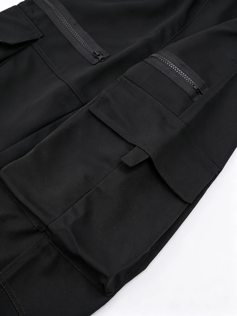 Herren Cargo-Hosen mit elastischem Bund, Kordelzug, mehreren Taschen, normaler Passform, geradem Bein, lässige Frühlings- und Herbst-Outdoor-Streetwear-Hosen – Detail 12