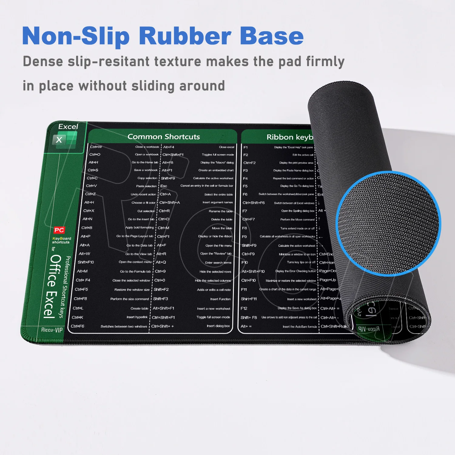 Riccu Excel Alas Meja Pintasan 90X40Cm Alas Mouse Komputer Kantor Diperpanjang Alas Mouse Keyboard Xxl dengan Tepi Dijahit Alas Anti-selip