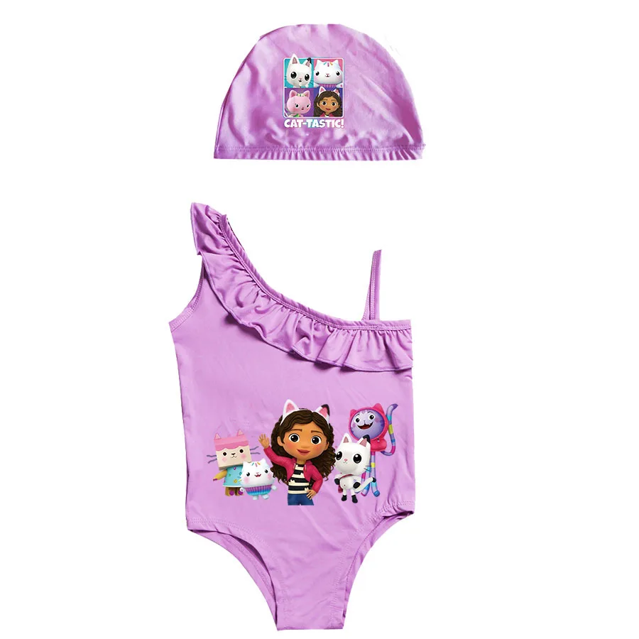 Gabby\'s Dollhouse bañador de una pieza para niños, bañadores para bebés, niñas, gatos, trajes de baño para niños, body y gorro