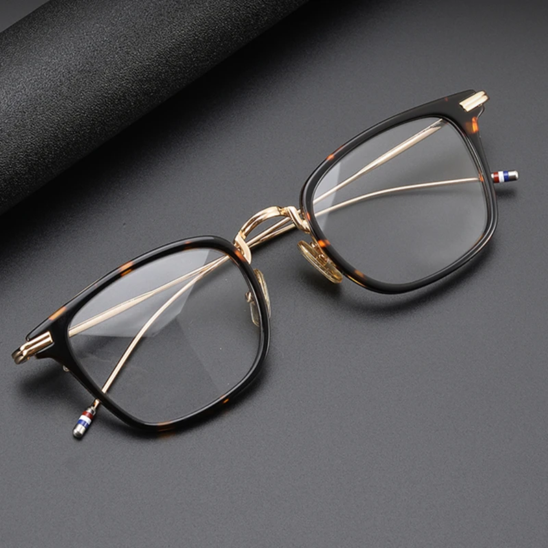 Brand Design Alloy Acetate Optical Glasses Frame Men Vintage Square Myopia Eyeglasses Women Retro Full Rim Prescription Eyewear