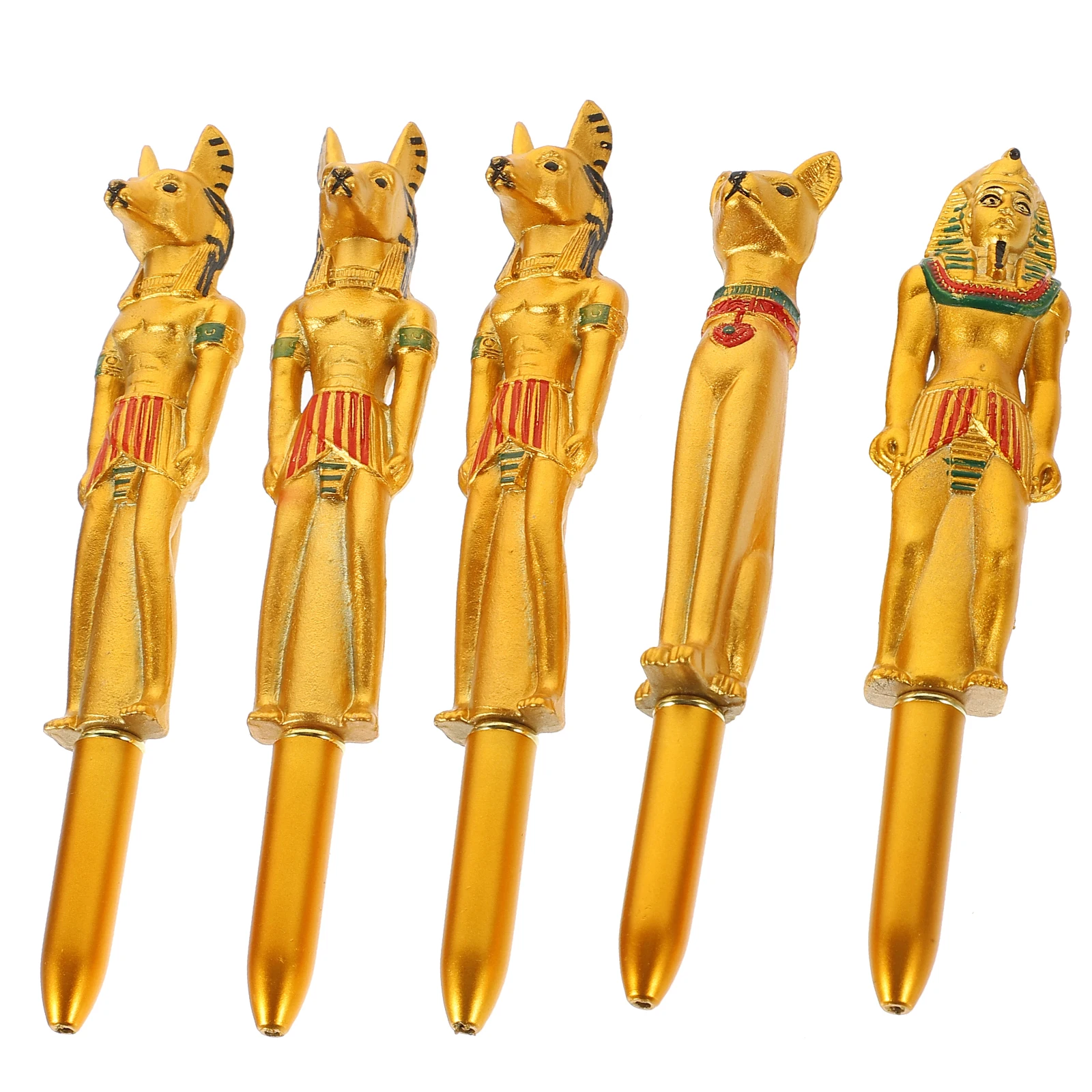 5 قطع من قلم حبر جاف فرعون البلاستيكي على شكل حرف مصري إبداعي للمنزل والمكتب والمدرسة قلم حبر جاف جميل #3