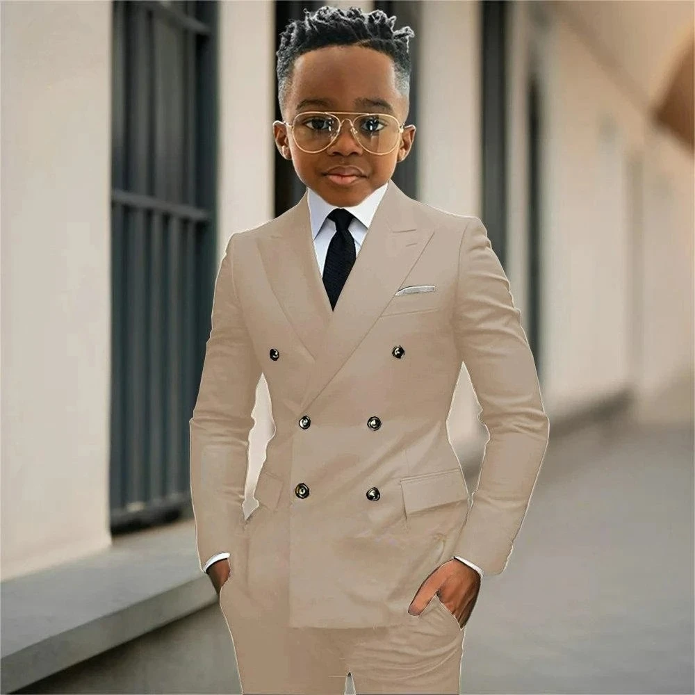 Boy's Suit Set 3 Pieces Jacket Pants Formal Shawl Lapel Kids Tuxedo For Wedding Kids Birthday Party School Performance Wear