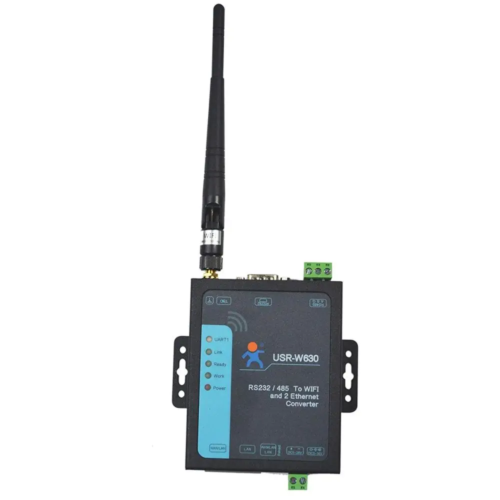 USR-W630 Ethernet Seriële Rs232/Rs485 Naar Wifi Convertor Server Modbus Rtu Naar Modbus Tcp Met 2 Rj45