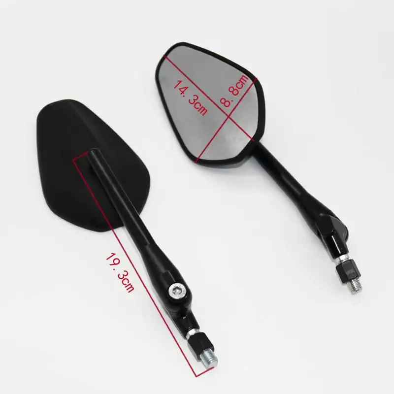 Pair Motorcycle Black Universal 8mm 10mm Side Mirror Rearview Mirror Anti-fall Folding Oval Mirror