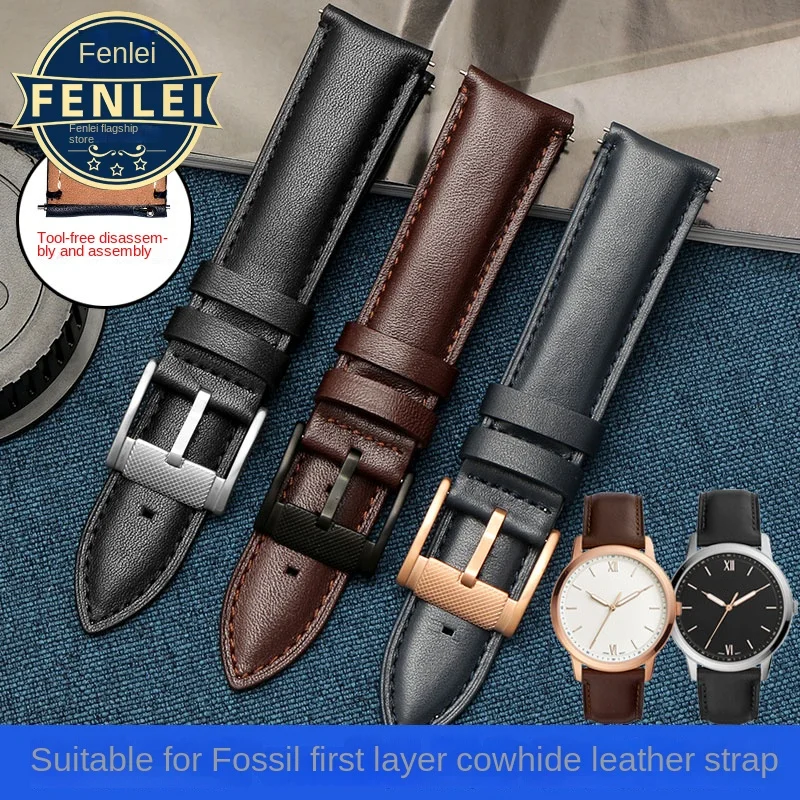 Genuine Leather 22mm Watch strap for FOSSIL FS4835/FS5237/ME3052/FTW1114 Cowhide 20mm Watch Band Replace waterproof bracelet men