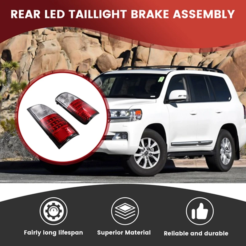 1Pair Car Rear LED Brake Tail Light For Toyota Land Cruiser Prado LC80/FJ80/4500 1991-1997 Driving Tail Lamp