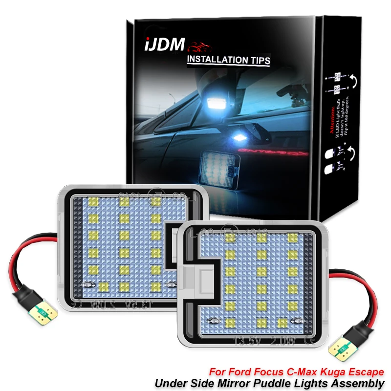 LED Under Side Mirror Puddle Light For Ford Focus MK3 Escape Kuga MK1 2 Mondeo MK4 5 Galaxy WA6 C-Max S-Max Car Courtesy Lamps