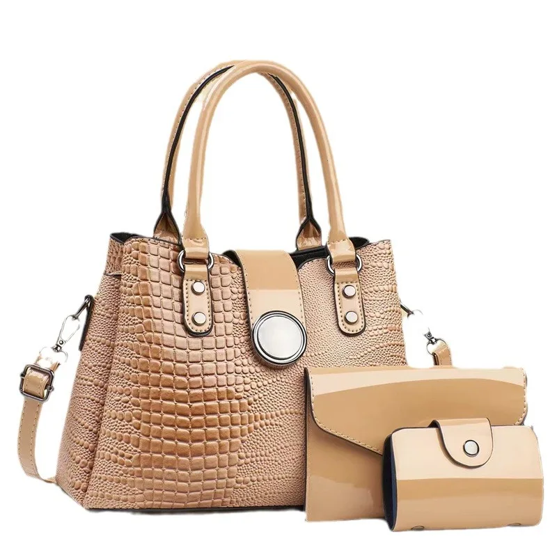 2024 summer new women's bag fashion alligator pattern women's bag large capacity shoulder messenger bag texture handbag set