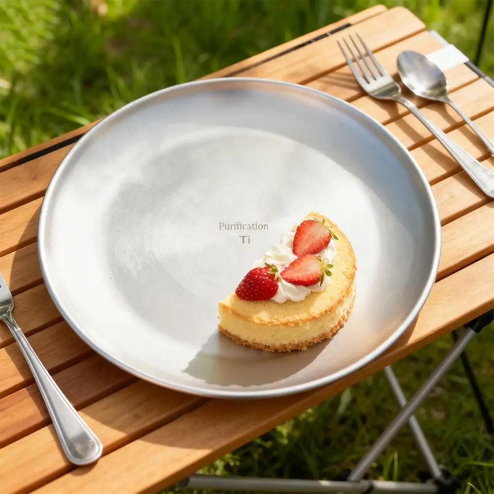 1/2 Stück Titan Outdoor-Campingteller, ultraleicht, tragbar, rund, mattiert, zum Kochen, Picknick, Wandern, Camping, Backpacking, Reisen – Detail 17
