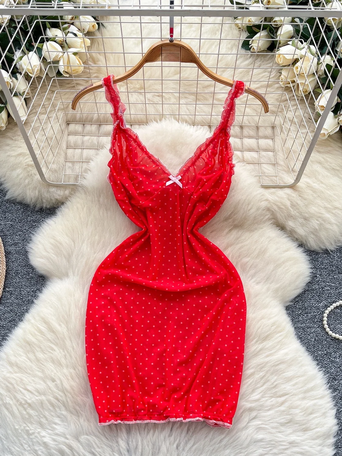 Conception d'été coupe ajustée à pois hors oulder Dr femmes taille haute Me Wrap jupe moulante coréen Sle trajet Dr