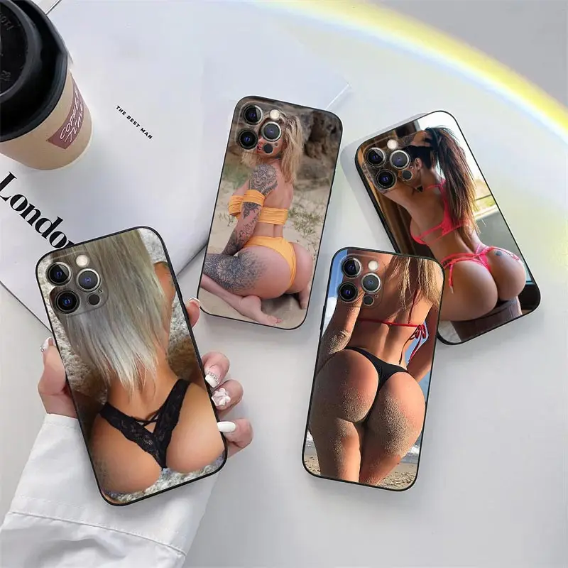 Sexy Women Model Ass Tattoo Phone Case for iPhone 11 15 Pro Max Case Coque 14 Plus 13 Pro 12 11 XS XR 7 8 SE 2020 TPU Soft Cover