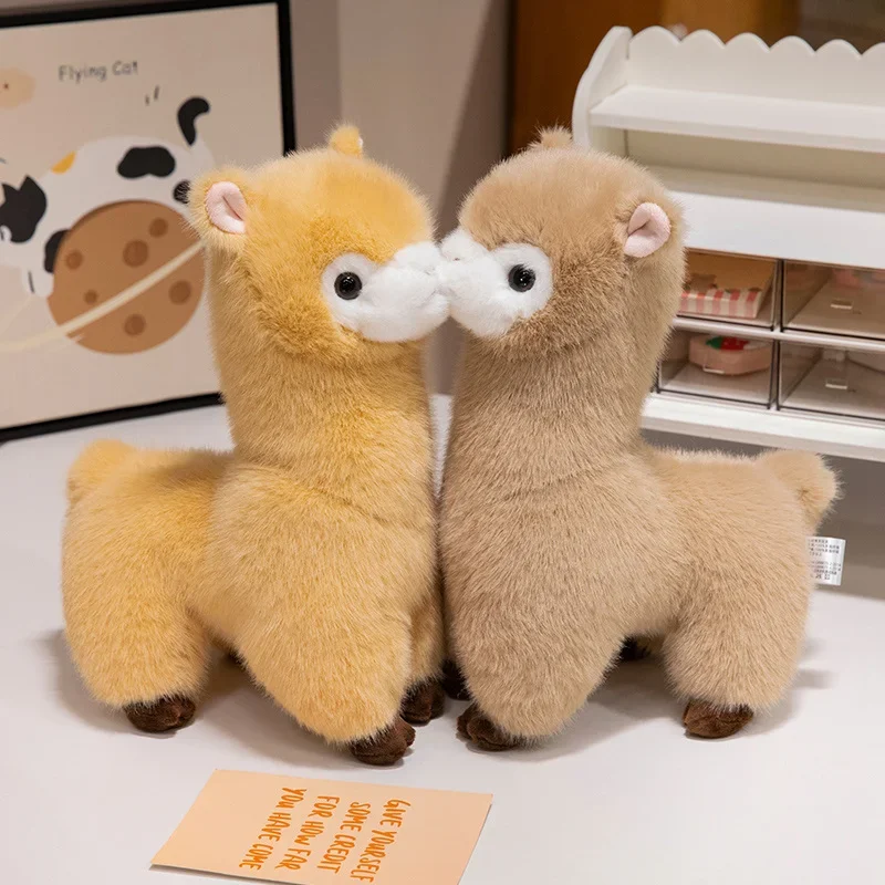 Harige pluche lama alpaca knuffel gevuld zacht lang pluche levensechte alpaca schapen knuffel sierkussen dieren dutje slaapkussen