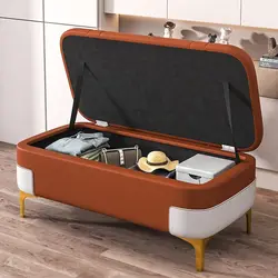 Nordic Storage Ottoman Bench Large Capacity Changing Shoes Stool Organizer Box Comfortable Footrest Ottoman Sofa Bench Doorstep