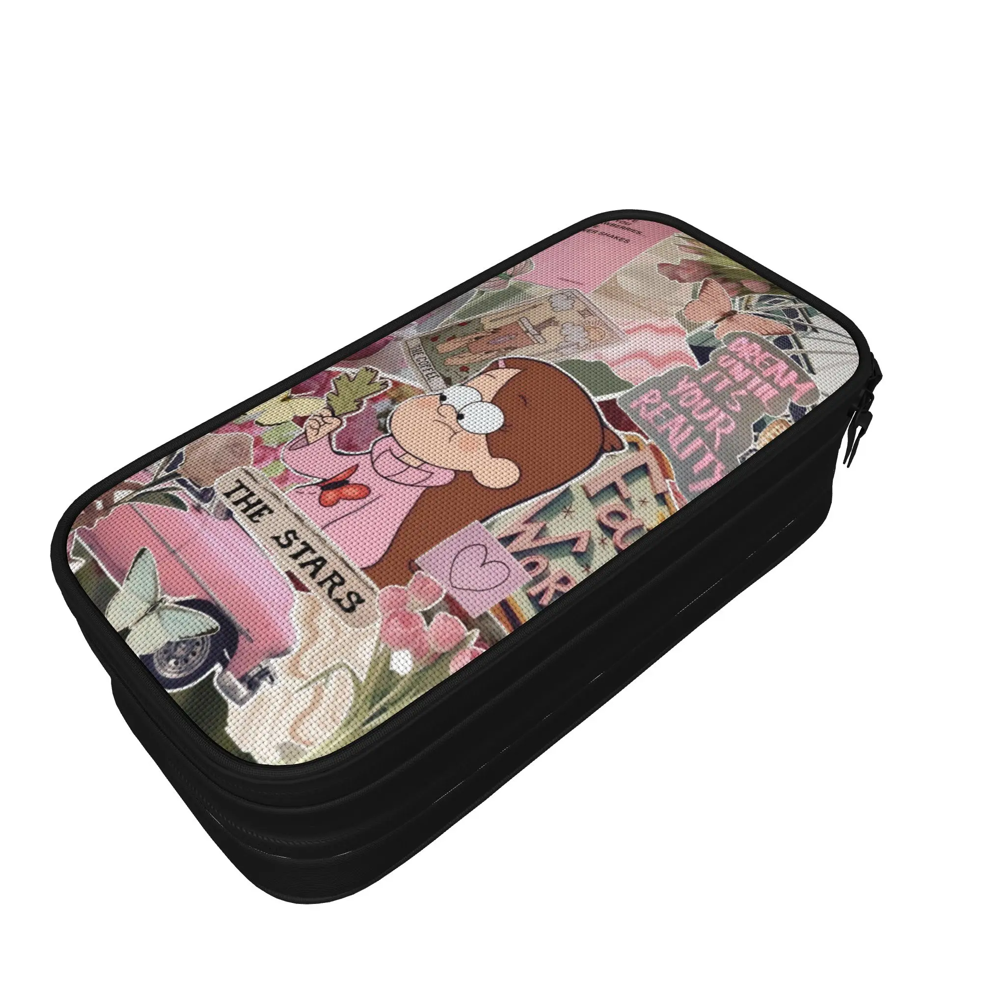 Large Pen Box G-Gravity Falls Office Accessories  Double Layer Pencilcase Women Make Up Bag Amazing Gift