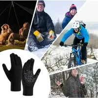 Winter Warm Windproof All Finger Knitted Gloves with Touch Screen for Outdoor Cycling Motorcycle Skiing Hand Warmer Accessories