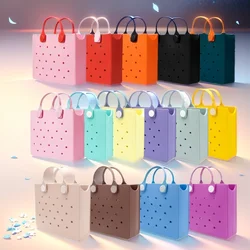 The Orange Guy Same Color Storage for Women Casual Beach Bag EVA Hole Fit Charm Pink Blue Purple Handbag Tote Bag