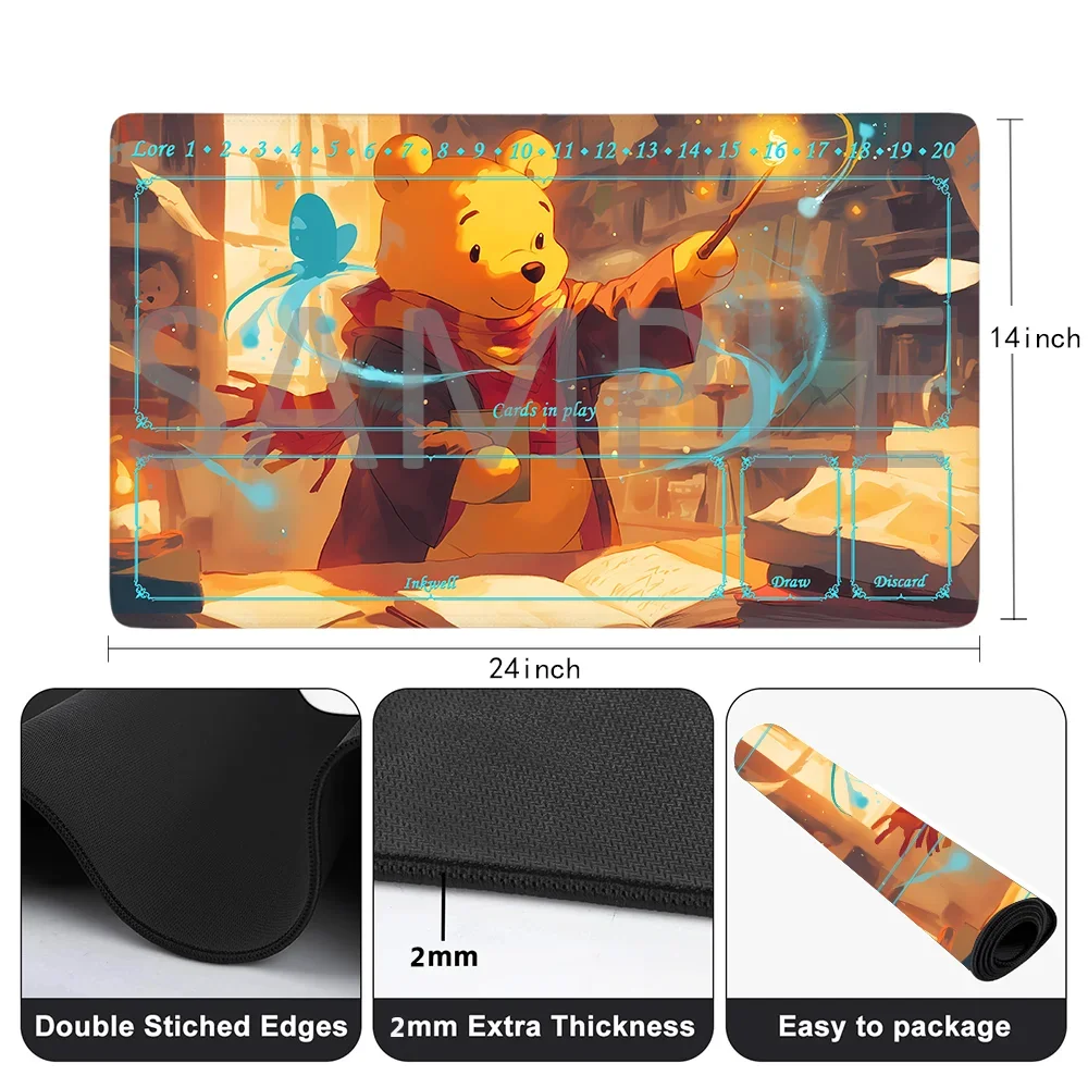 Lorcana Playmat Free Storage Bag Size 24X14IN Trading Card Game Protective Mats Scratch-Resistant Durable Mouse Pad 26