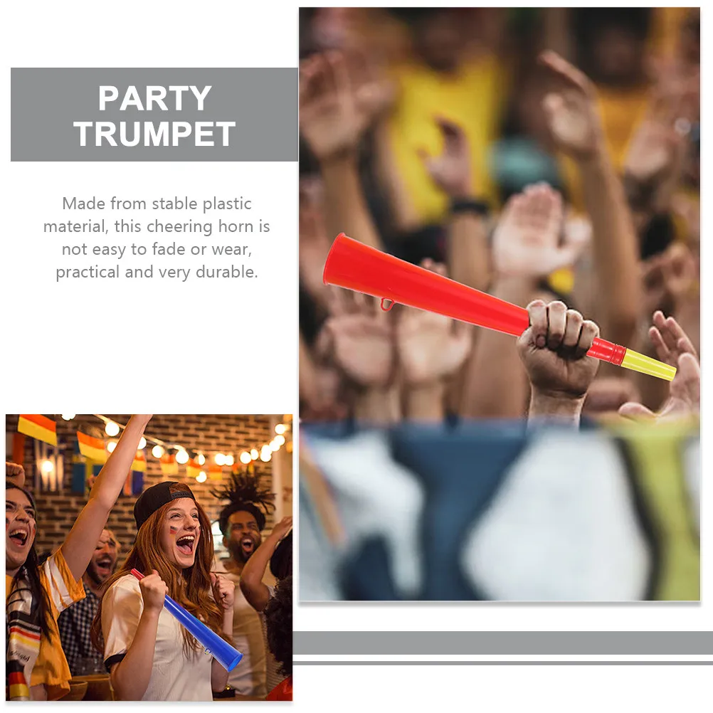 4Pcs Plastic Party Horns for Sports Fans, Soccer Cheer, Concerts, Festivals, Weddings & Birthdays