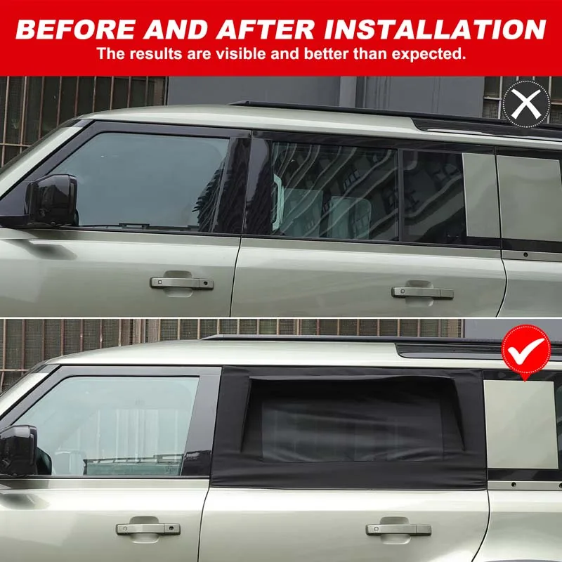 Car Rear Door Window Sunshade Net Insect Prevention Net Removable Cover For Land Rover Defender 110 2020-2025 Accessories