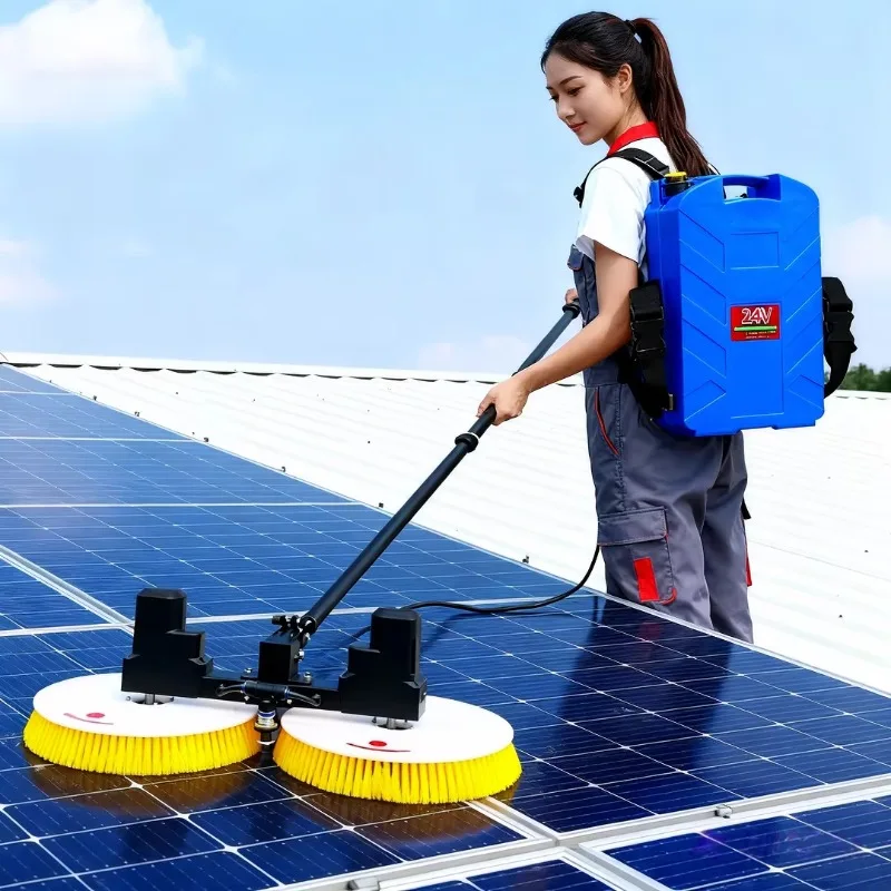 Electric Telescopic Solar Cleaning Brush - an Efficient Electric Photovoltaic Panel Cleaning Tool