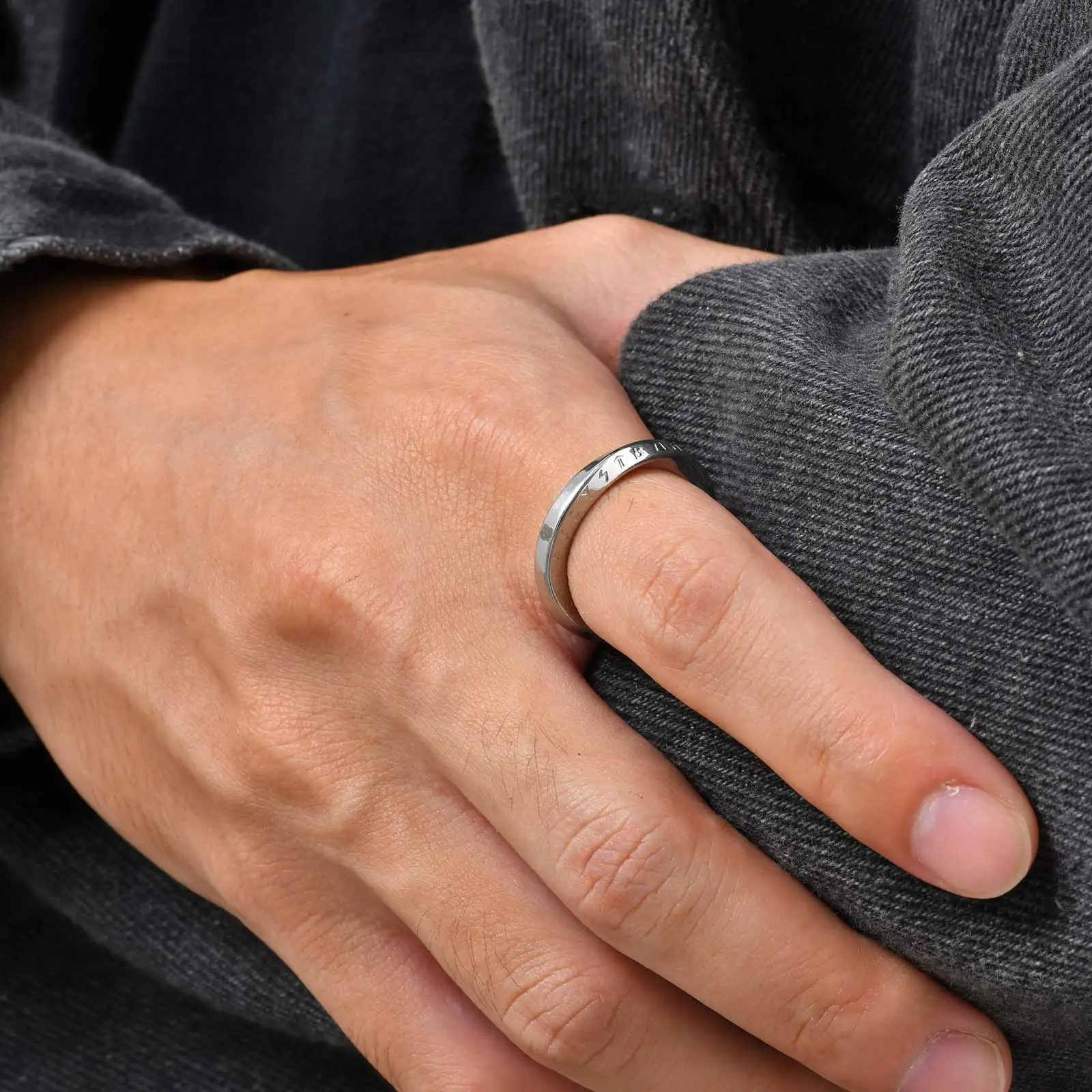 Vintage Viking Rune Symbol Mobius Ring for Men, Geometric Twisted Stainless Steel Rings, Fashion Finger Jewelry Size 7-12 view 5