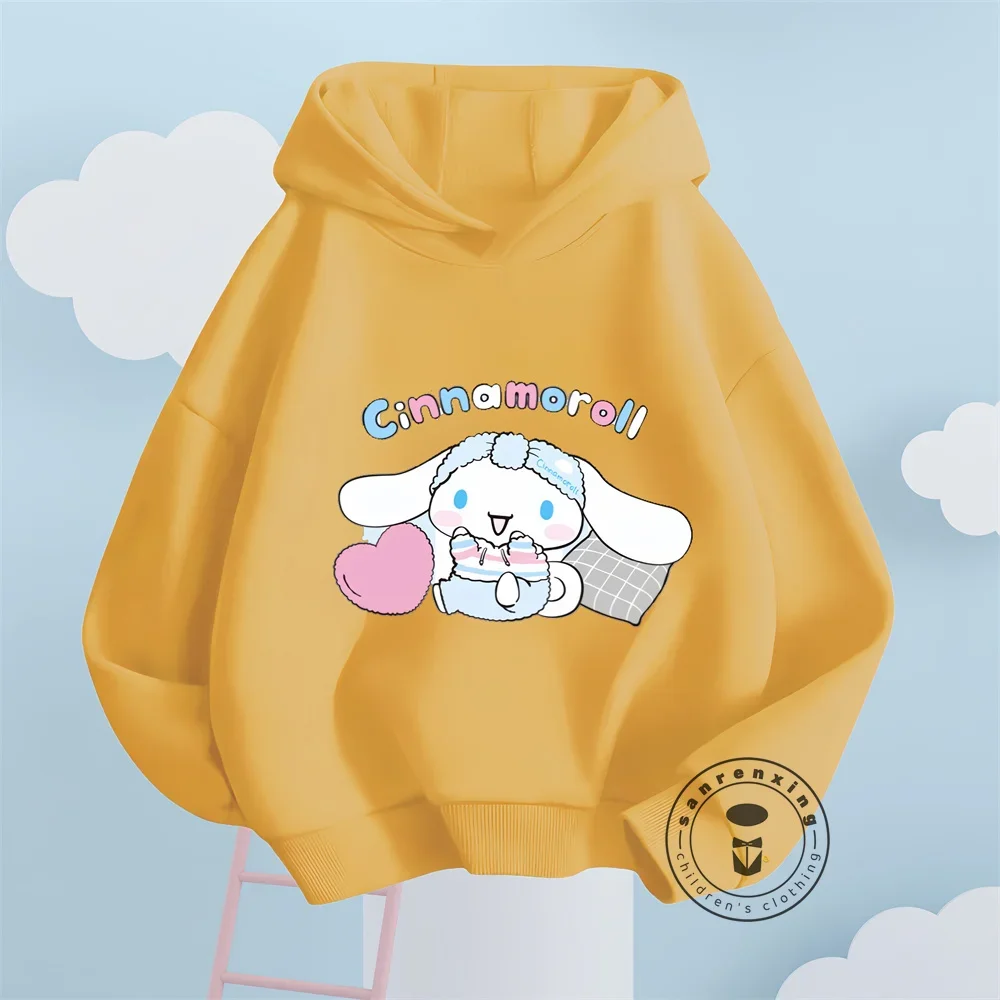 New MINISO Cinnamoroll Hoodie Kids Clothes Girls Sweatshirts Spring Boys Long Sleeves Hoodies Sanrio Cartoon Hooded Tops