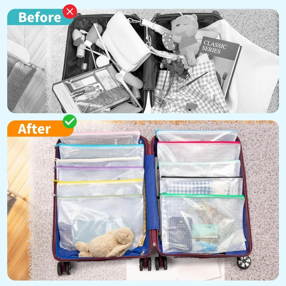 24 عبوة من أكياس بسحاب مكونة من 12 لونًا للتنظيم، وحجم الحروف، وحجم A4، وحقائب بسحاب لتخزين ألعاب اللوحة، ومستلزمات المكتب