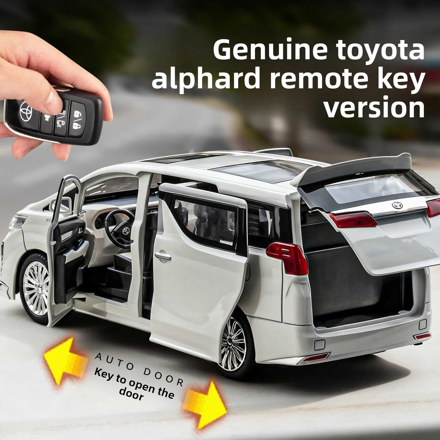 

Модель автомобиля Alphard 1:24 с дистанционным управлением, электрическими дверями, из сплава, ударопрочная, со звуком и светом, деловой декоративный сувенир, игрушка, подарок